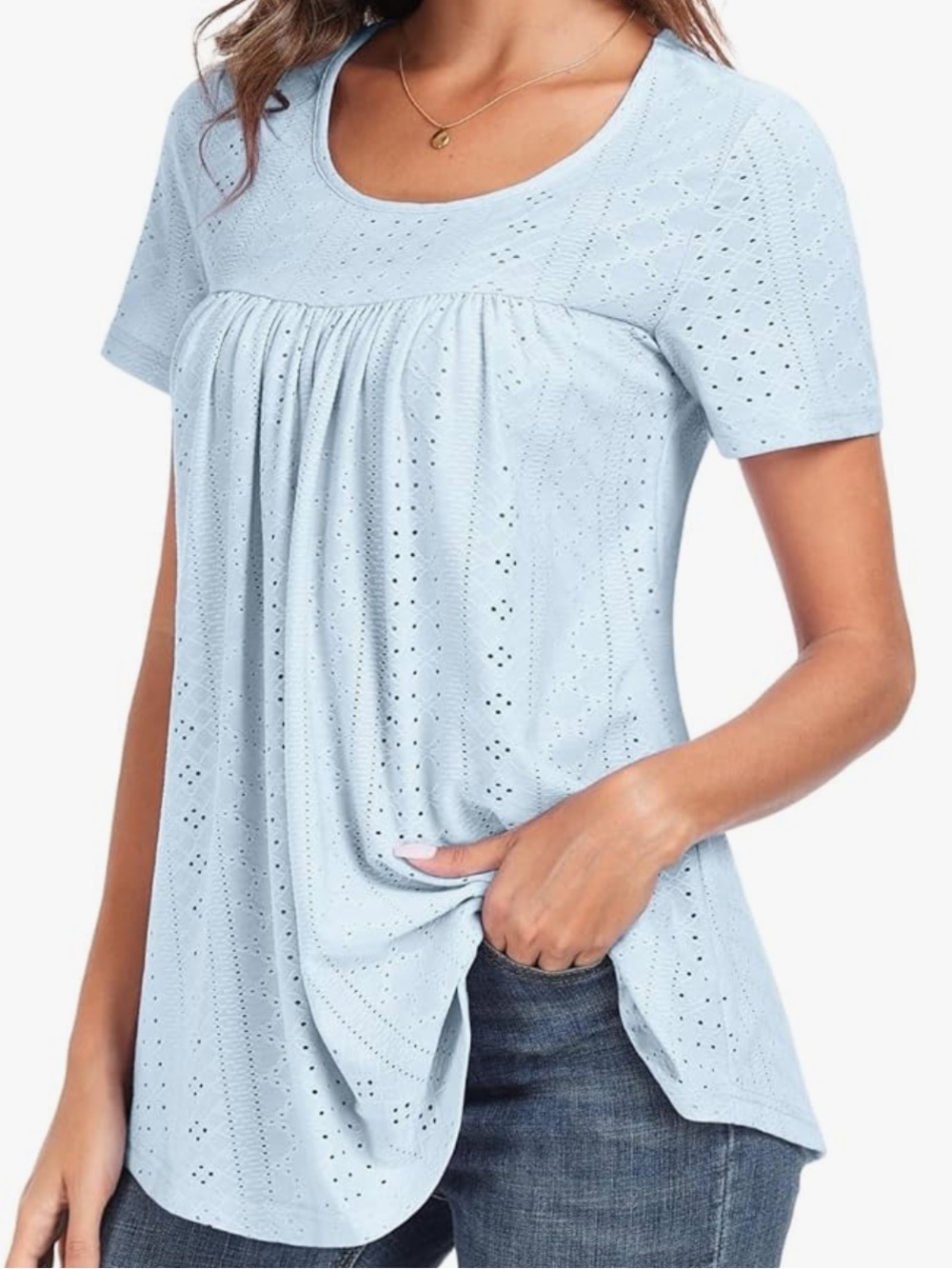 Lovely Powder Blue Eyelet Baby Doll Top 2xl